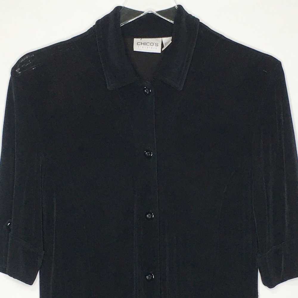 Chicos S Travelers Black Midi Shirt Dress Half Sl… - image 4