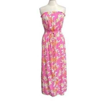 Jessica Simpson Pink Floral Strapless Maxi Dress S