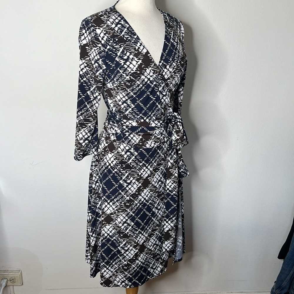 BCBGMaxAzria Black and White Print Faux Wrap Dress - image 4