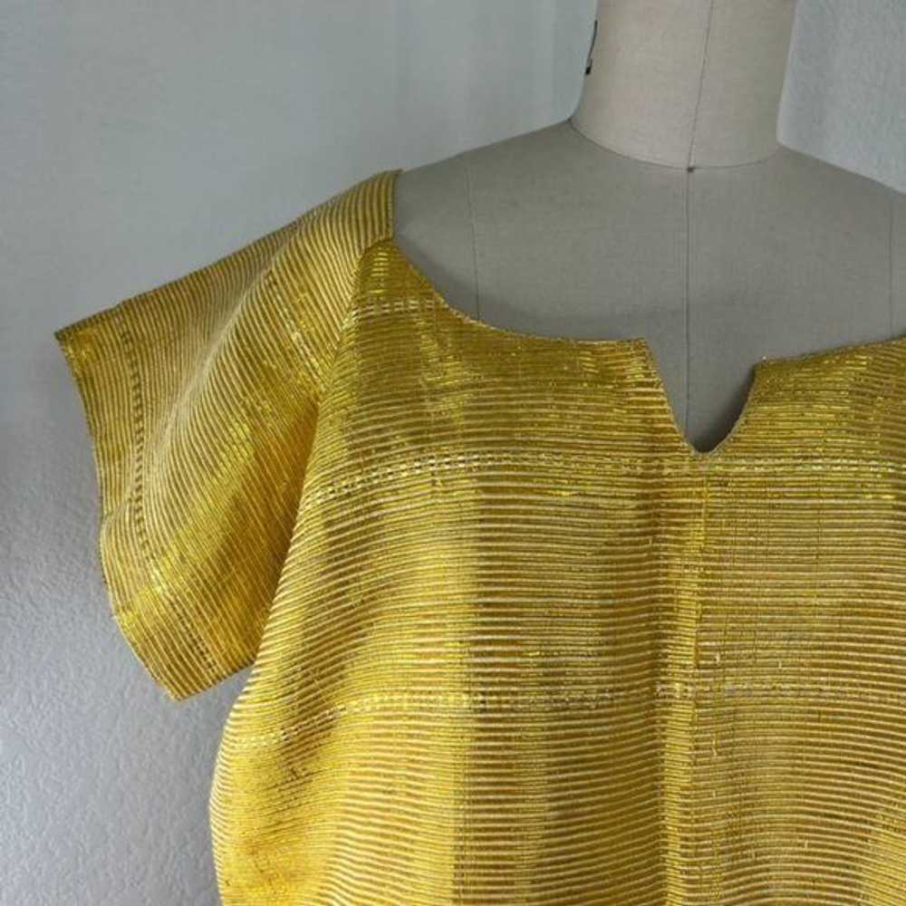 Handmade × Vintage Gold Metallic Fringe Scoop Top - image 2