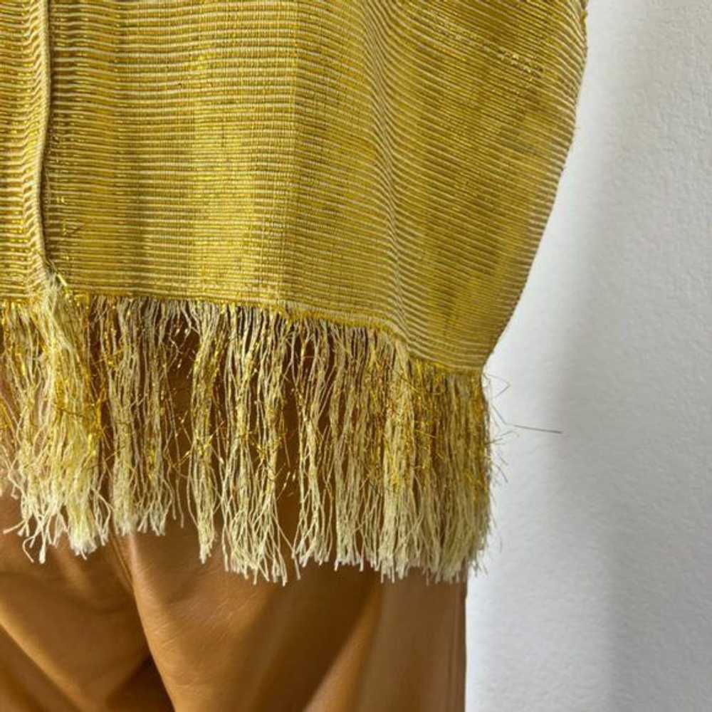 Handmade × Vintage Gold Metallic Fringe Scoop Top - image 3