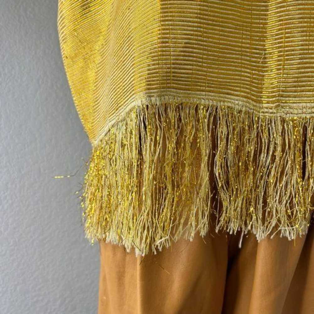 Handmade × Vintage Gold Metallic Fringe Scoop Top - image 5