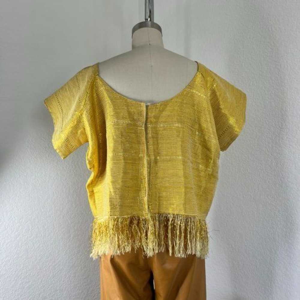 Handmade × Vintage Gold Metallic Fringe Scoop Top - image 6