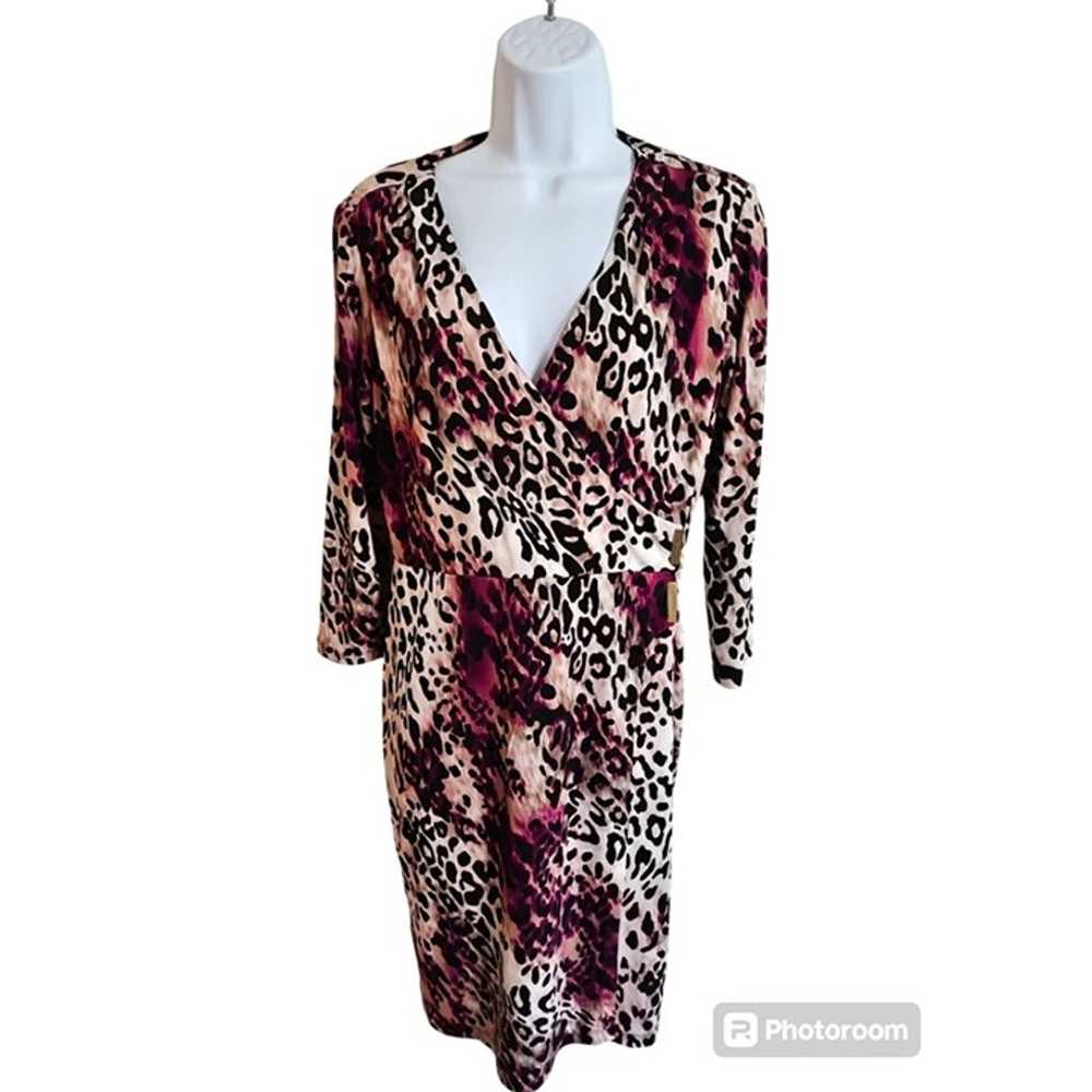 Calvin Klein Size 6 Purple Leopard Animal Print W… - image 1