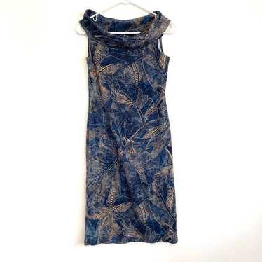 LAUREN RALPH LAUREN LRL Blue Tan Floral Leaf Slee… - image 1