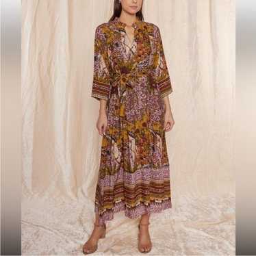 RAGA Fleri Maxi Dress - Boho Chic Tie Up Size S