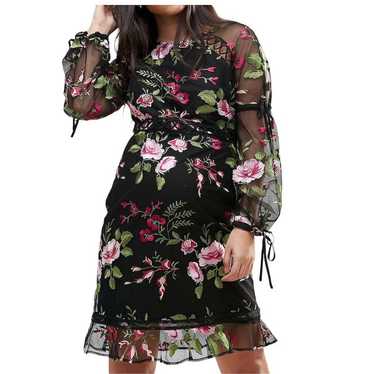 Asos Maternity Rose Embroidered Shift Floral Dress