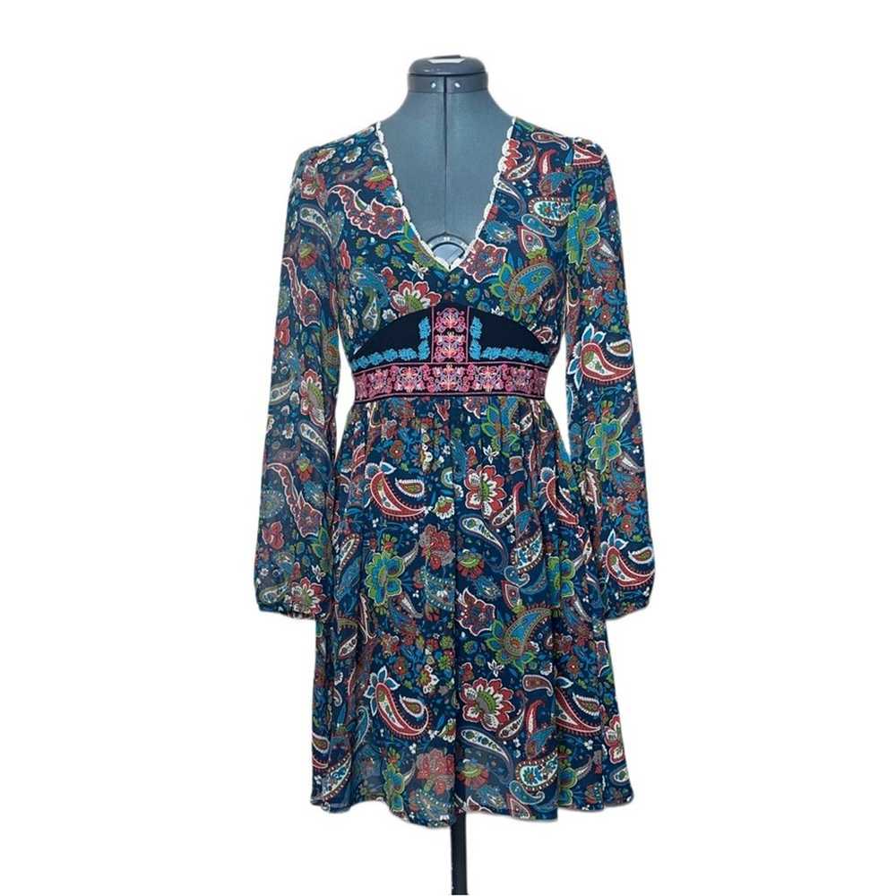 Flying Tomato Boho Mini Empire Waist Paisley Dres… - image 1