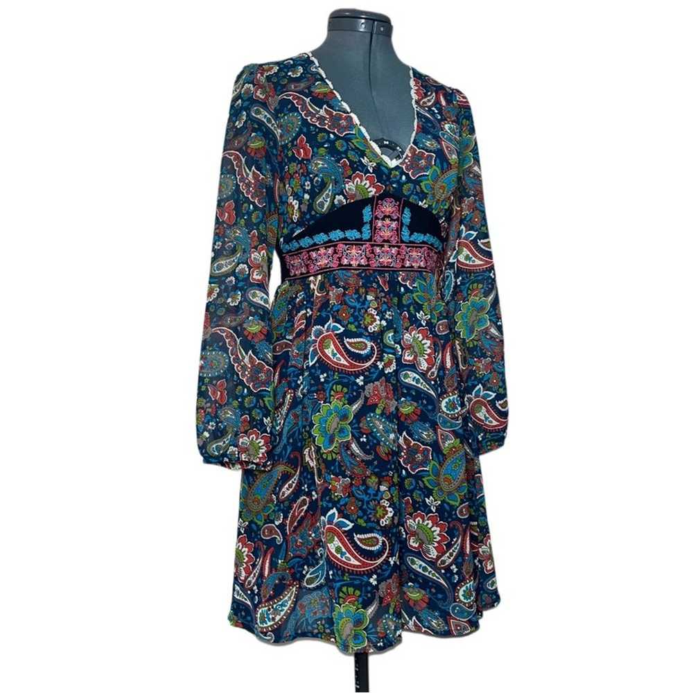 Flying Tomato Boho Mini Empire Waist Paisley Dres… - image 3