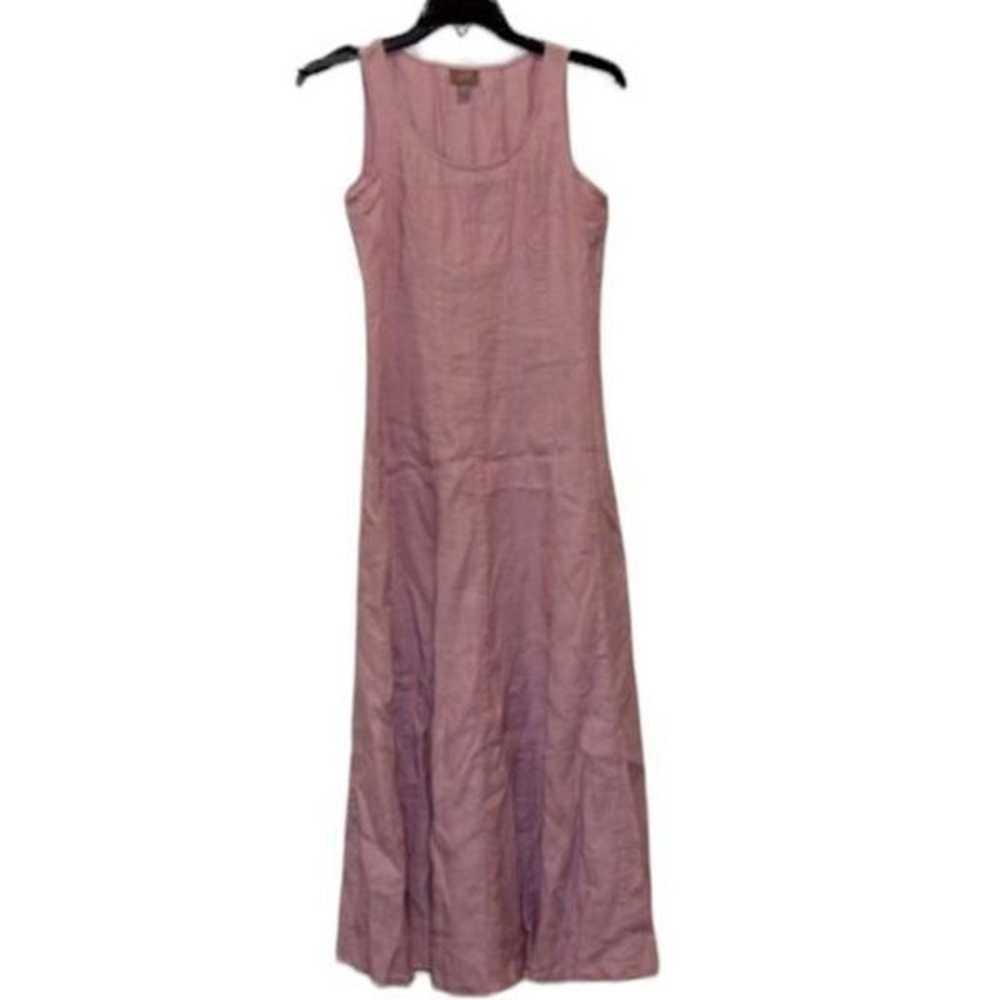 J. Jill Purple Linen Sleeveless Flare Midi Dress … - image 1