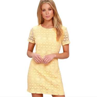 Lulus Love You For Eternity Yellow Lace Shift Mini