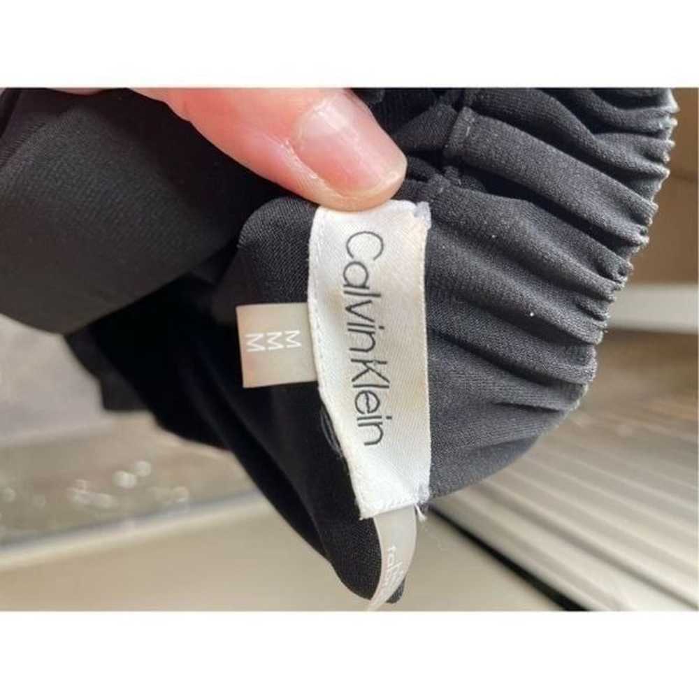 Calvin Klein White Tipped Ruffle Shoulder Black J… - image 11