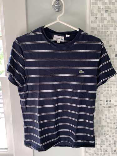 Lacoste Lacoste blue and white stripe cotton tee