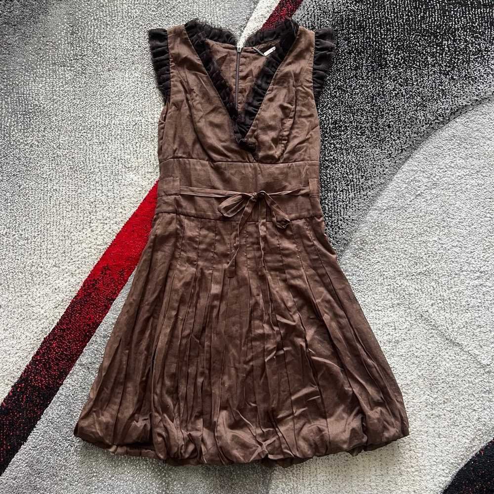 Amelia Toro Brown Ruffled Mini Dress - image 1