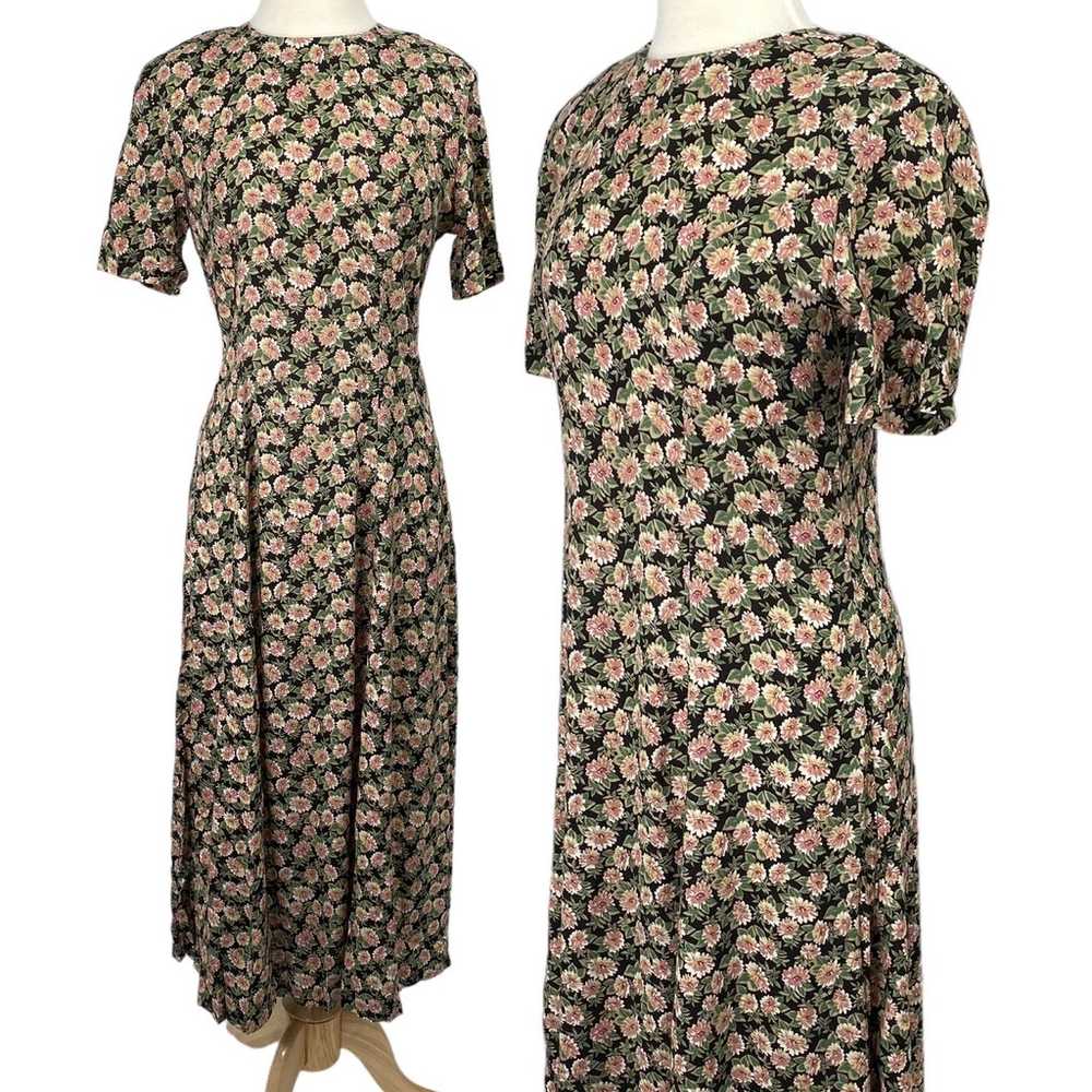 Vintage Cottagecore Peasant Maxi Dress Fit & Flar… - image 1