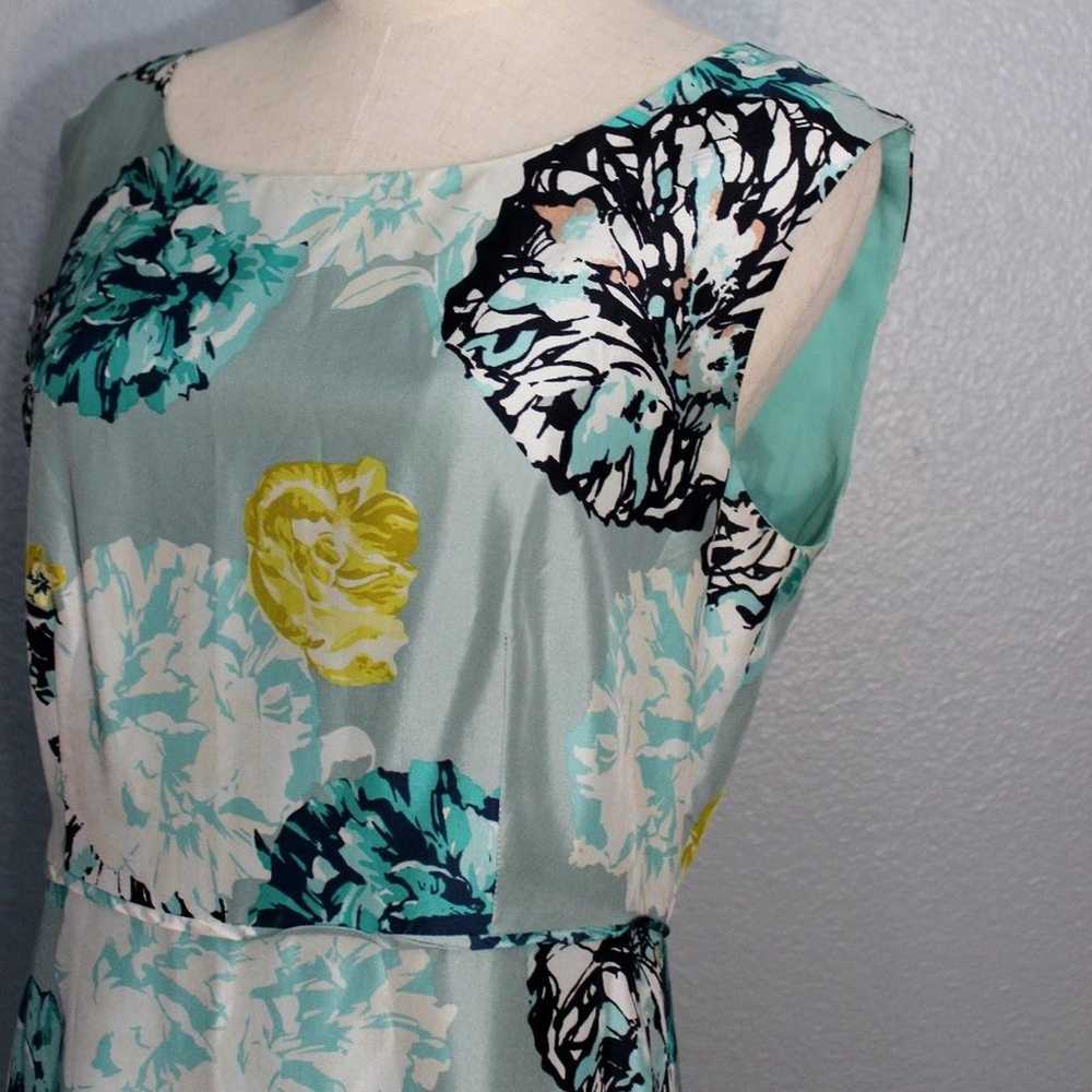 J. Crew 100% Silk Light Blue Floral Fit & Flare S… - image 2