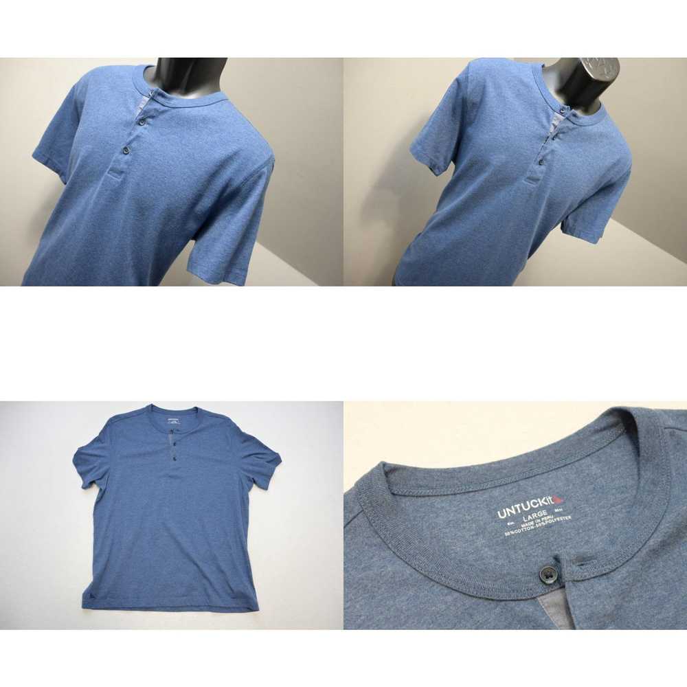 UNTUCKit UntuckIt Henley Tee Shirt Blue Cotton Po… - image 4