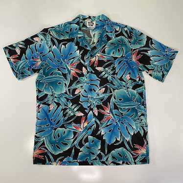 Hawaiian Shirt Hilo Hattie Men’s Jungle Print Turq