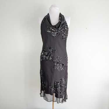 Jones New York Silk Midi Dress Velvet Floral Beade