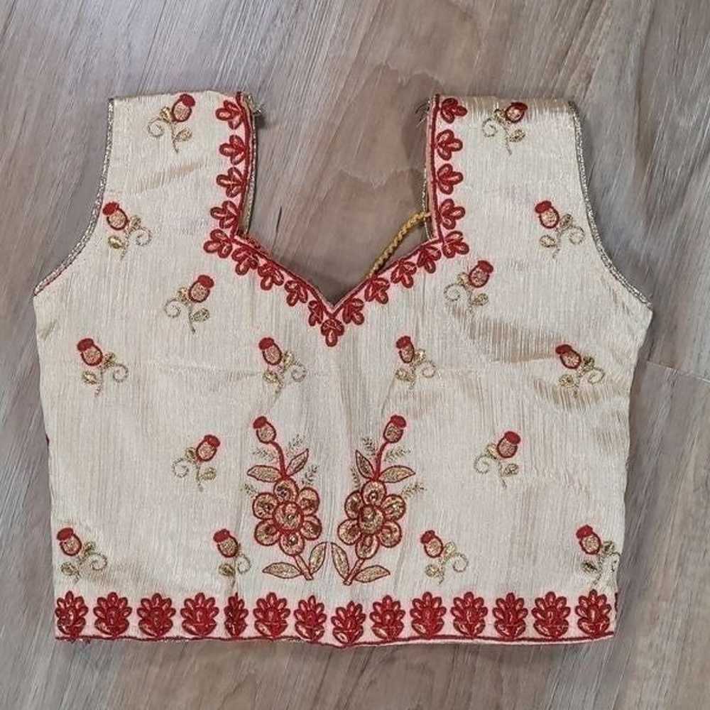️Handmade Gold & Red Embroidered Indian Lahenga S… - image 2