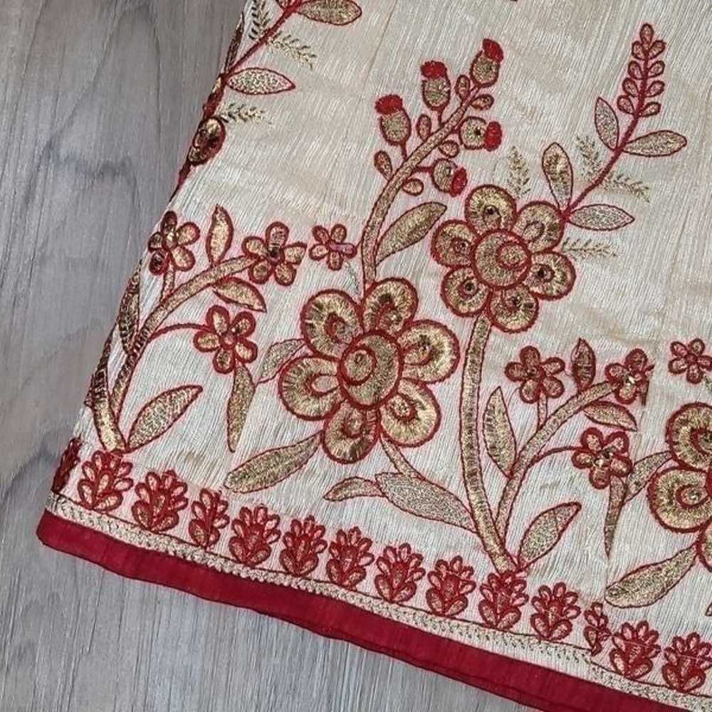 ️Handmade Gold & Red Embroidered Indian Lahenga S… - image 8