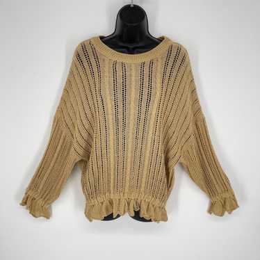 Zara Zara Open Weave Loose Fit Sweater Sz L Gold R