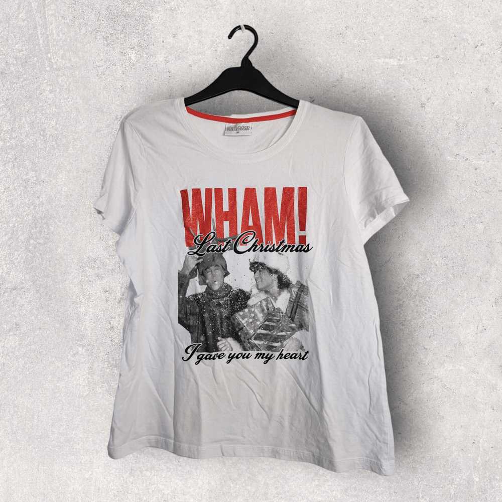 Vintage White T-shirt Wham! Last Christmas George… - image 1