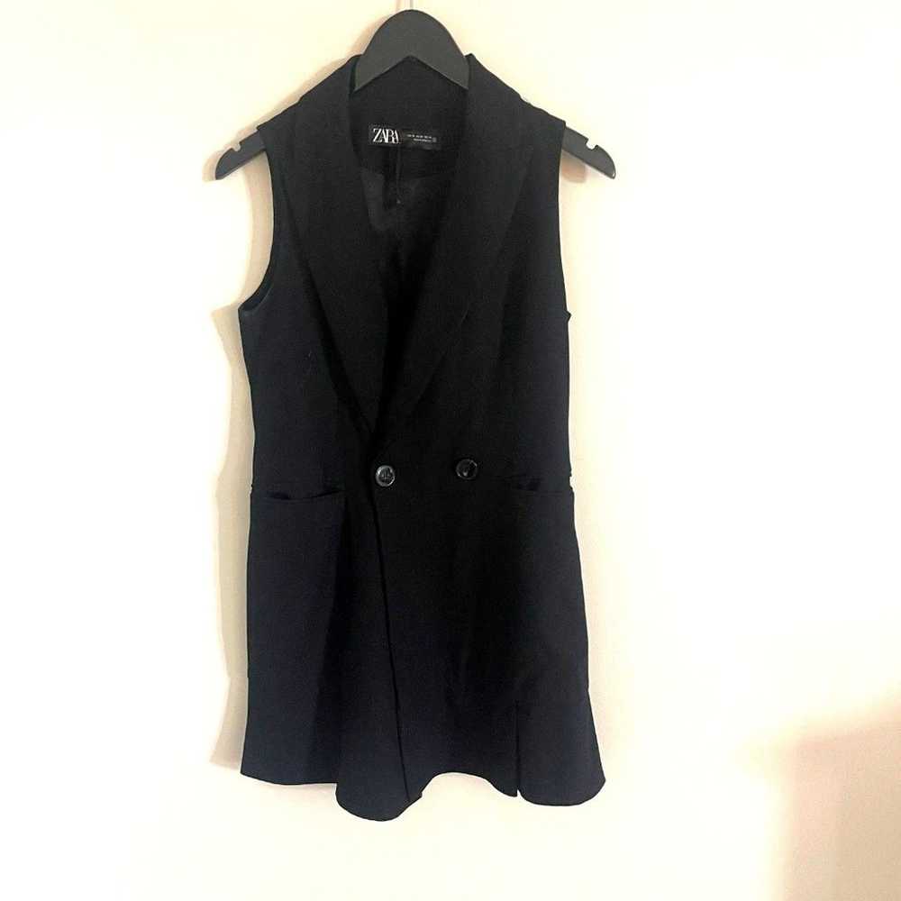ZARA Sleeveless Blazer Mini Dress Black Double Br… - image 3