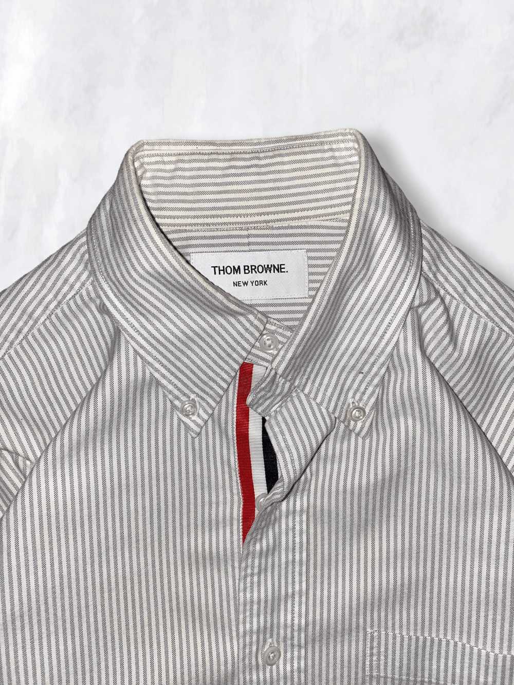 Thom Browne Orignial Stripe Oxford Shirt, White/G… - image 2