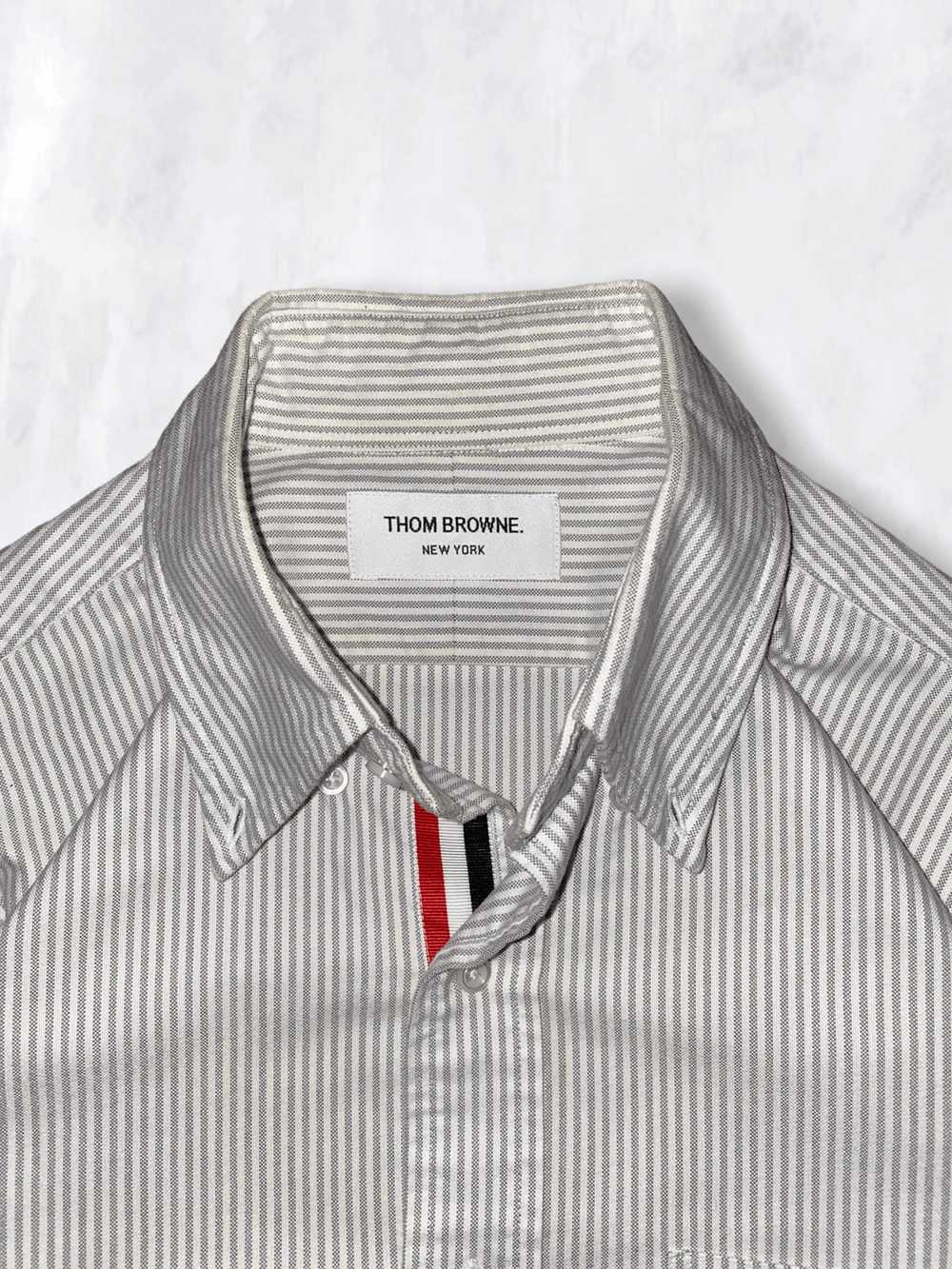 Thom Browne Orignial Stripe Oxford Shirt, White/G… - image 3