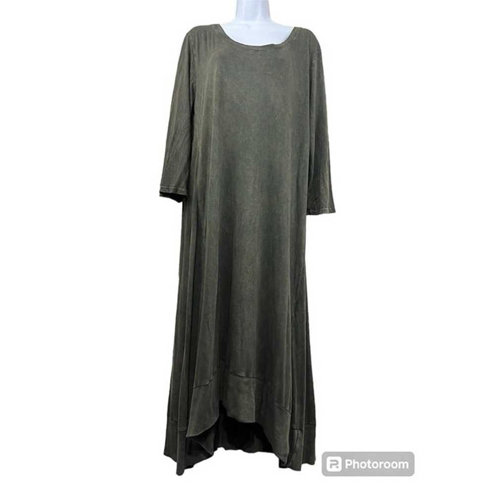 Chalet Et Ceci Maxi Dress Sz L Olive Green Hemp B… - image 1