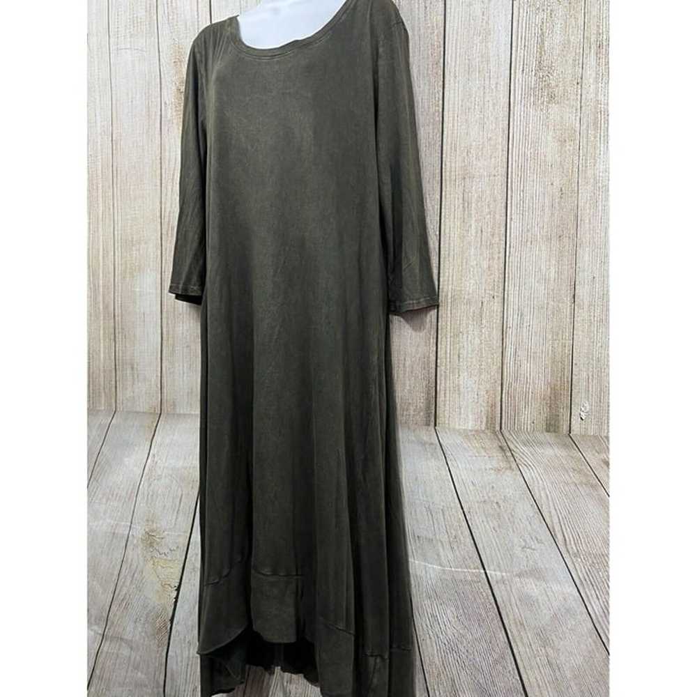 Chalet Et Ceci Maxi Dress Sz L Olive Green Hemp B… - image 3