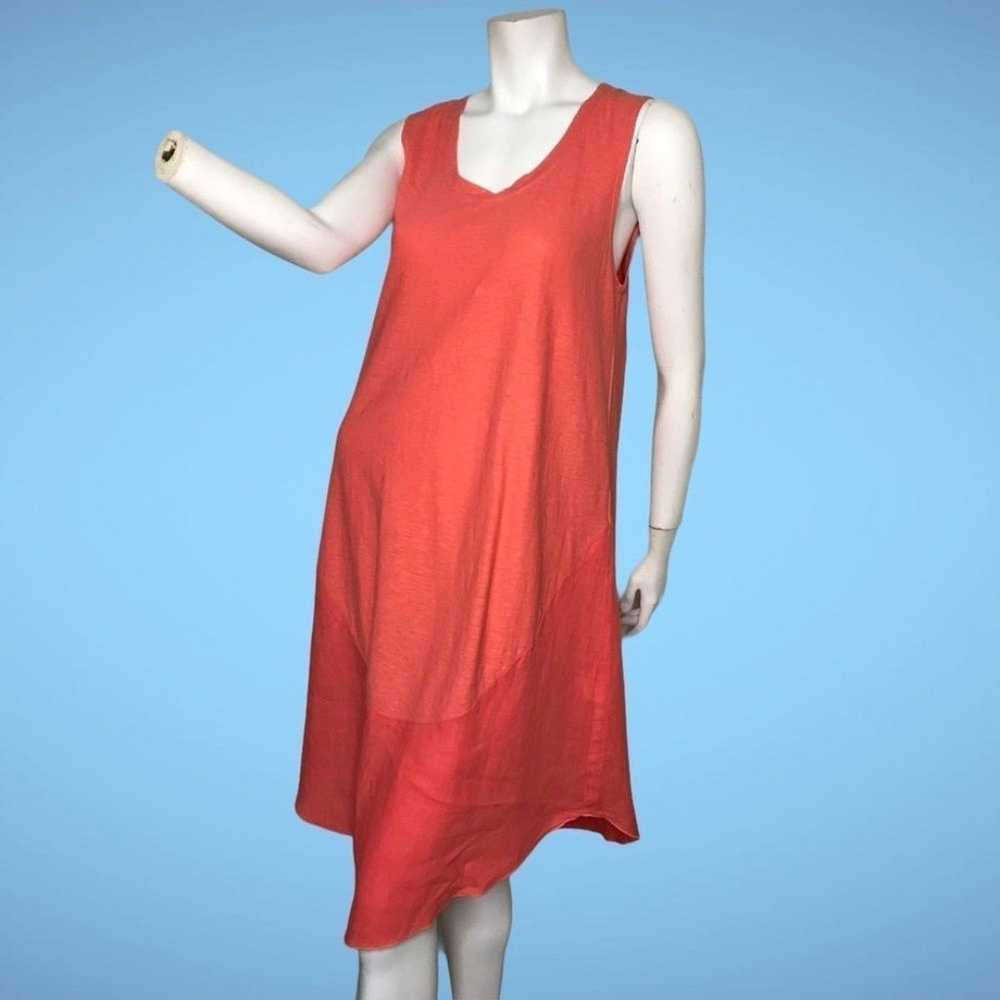 Cut Loose Dress Coral Linen Cotton Lightweight Sl… - image 1