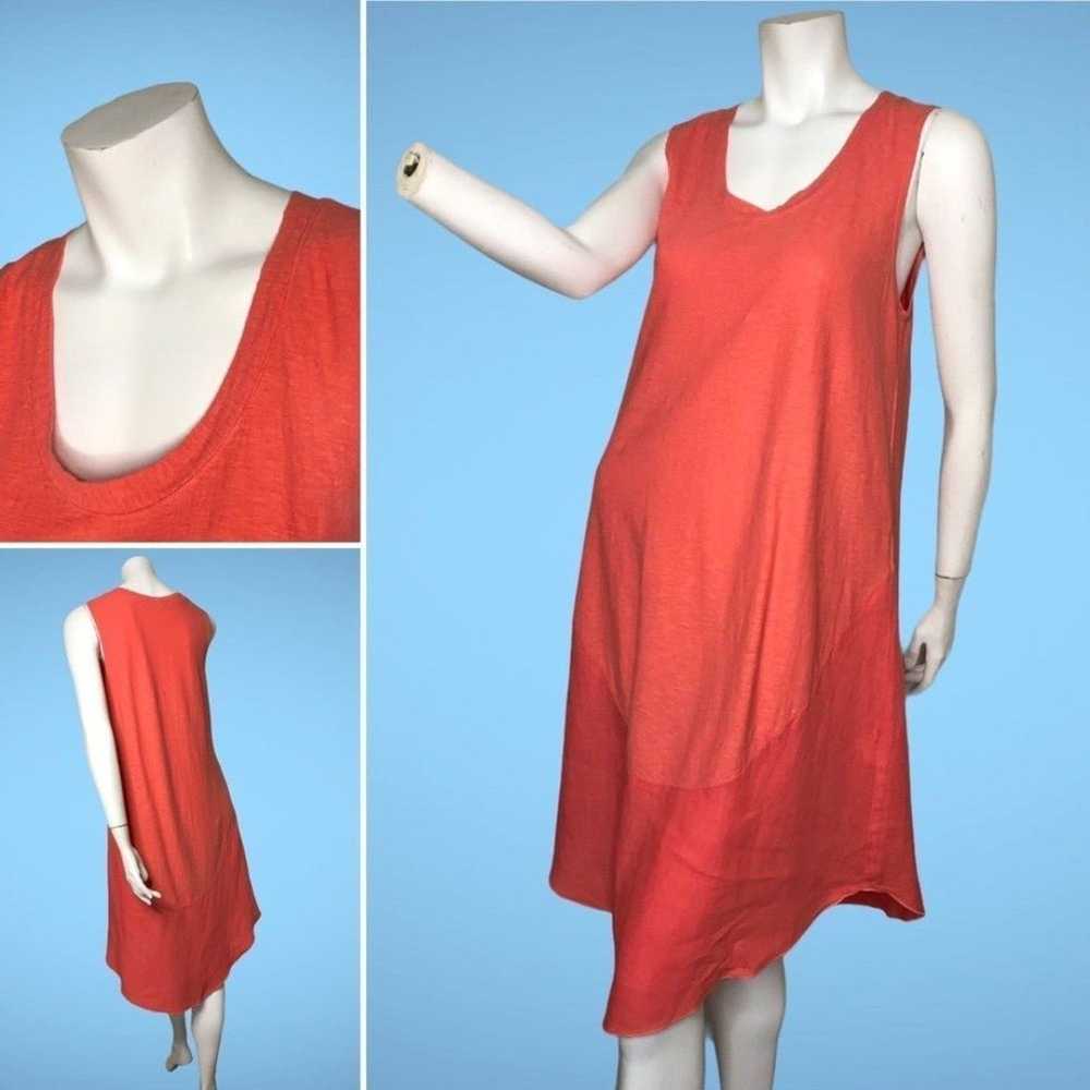 Cut Loose Dress Coral Linen Cotton Lightweight Sl… - image 3