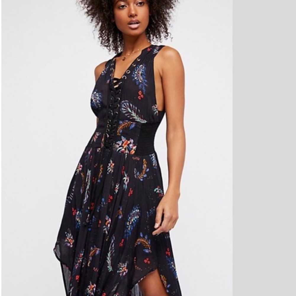 Free People Lace Up Asymmetrical Maxi Dress Size … - image 2