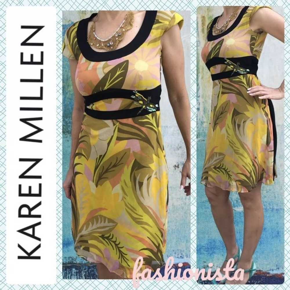 Karen Millen SILK EMPIRE WAIST VINTAGE DRESS SIZE… - image 1