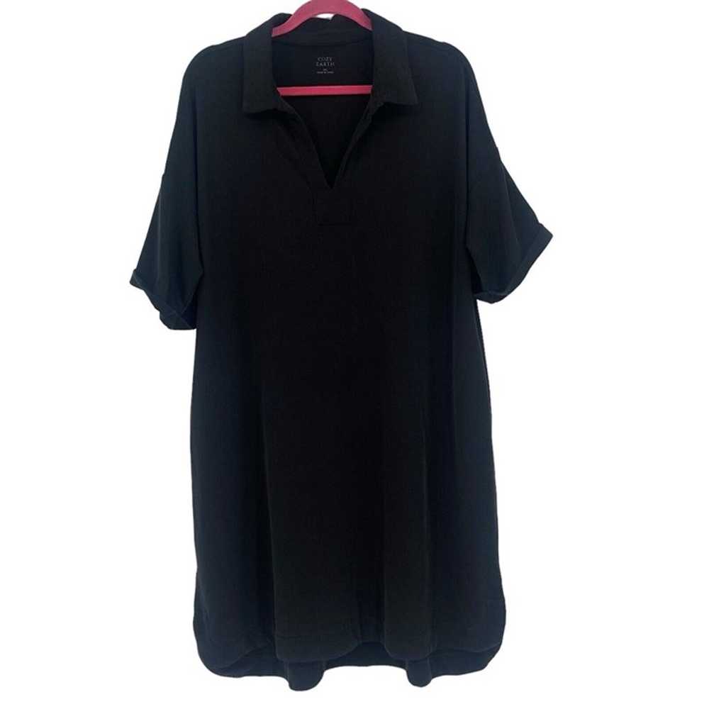 Cozy Earth Size XXL Black Collared V-Neck Lounge … - image 2