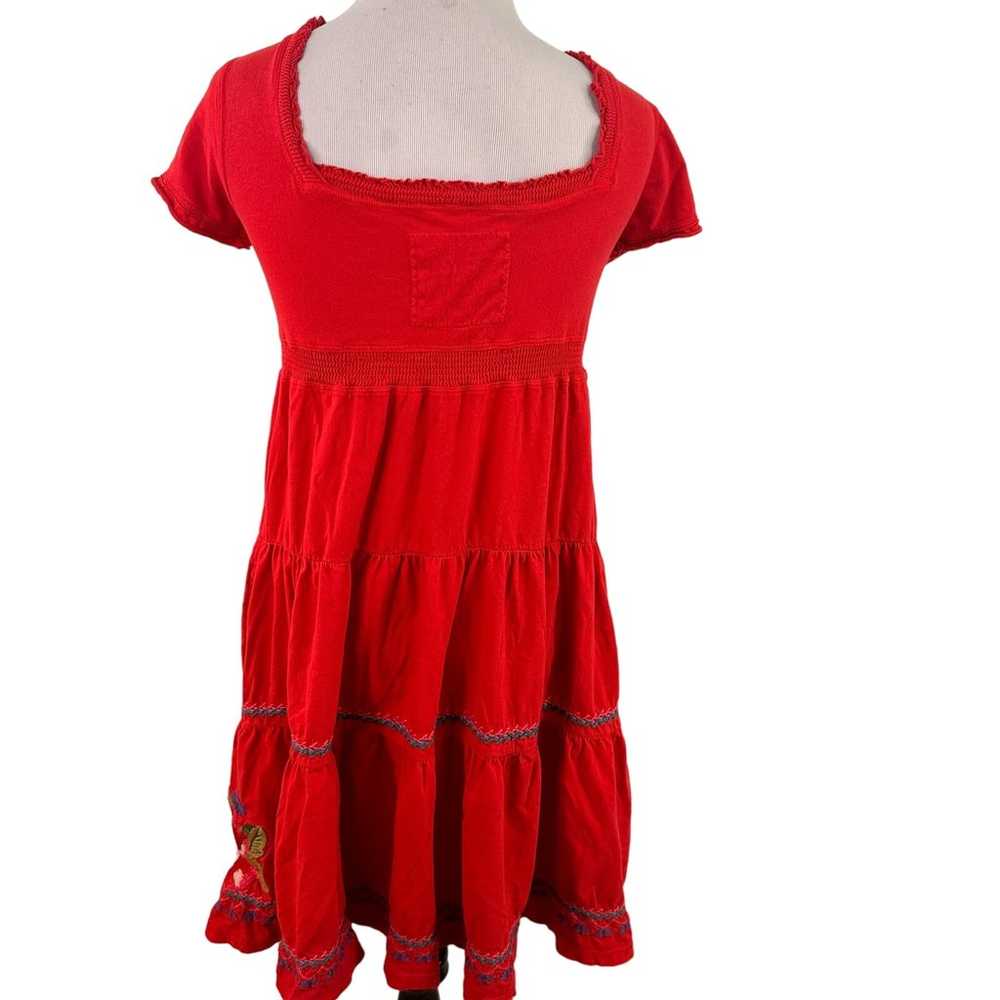 Johnny Was V-Neck Red Embroidered Floral Dress Si… - image 4