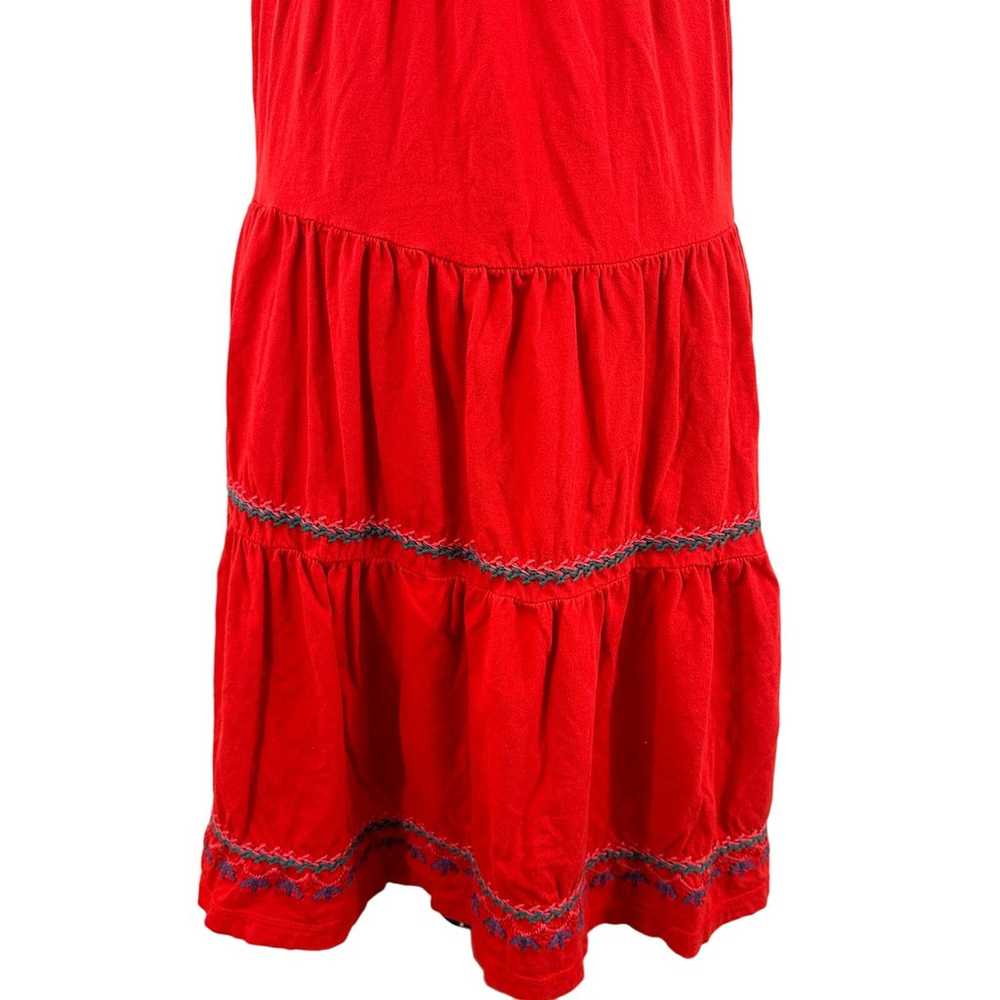 Johnny Was V-Neck Red Embroidered Floral Dress Si… - image 7