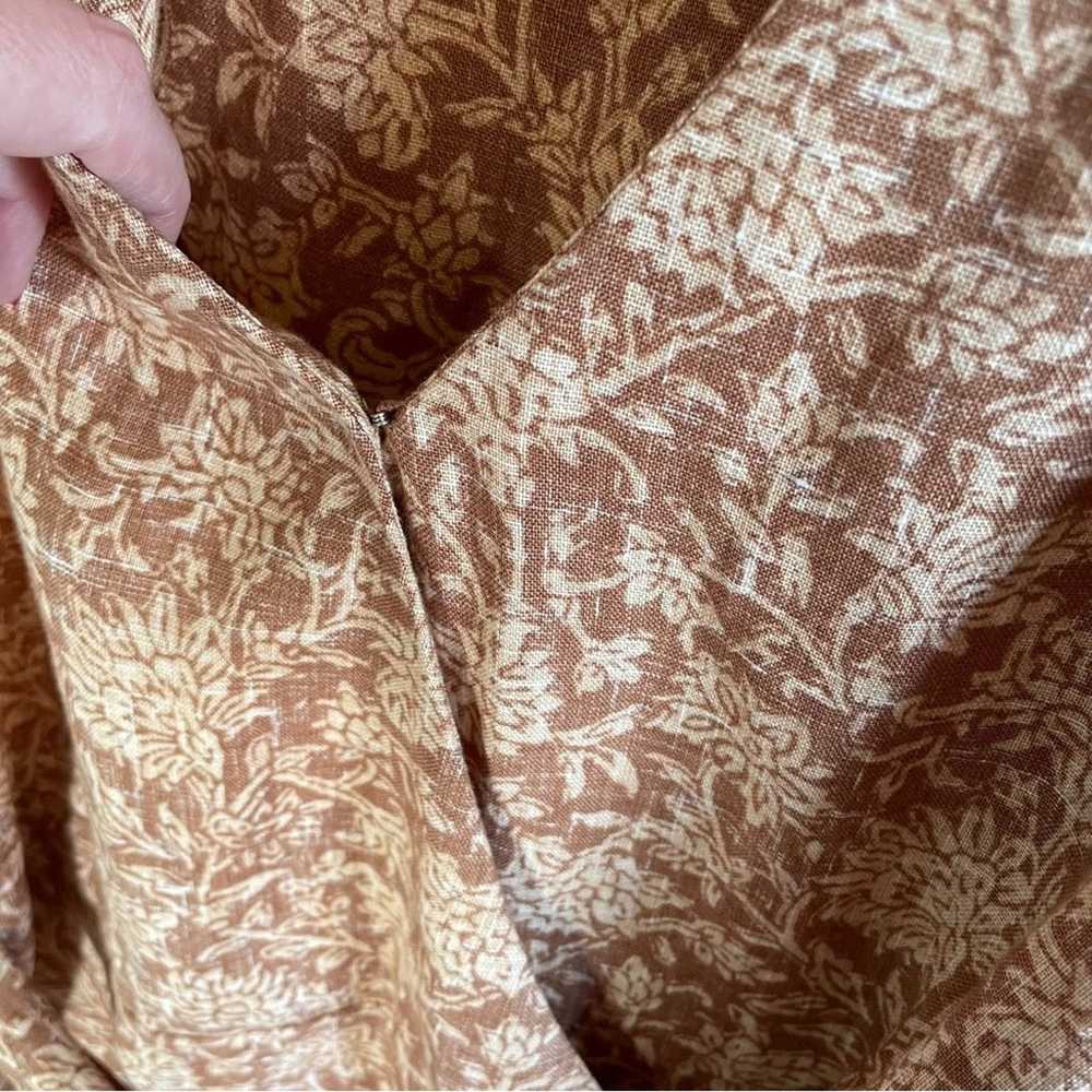 $168 Faherty Brown Linen Floral Ashley Wrap Dress - image 5