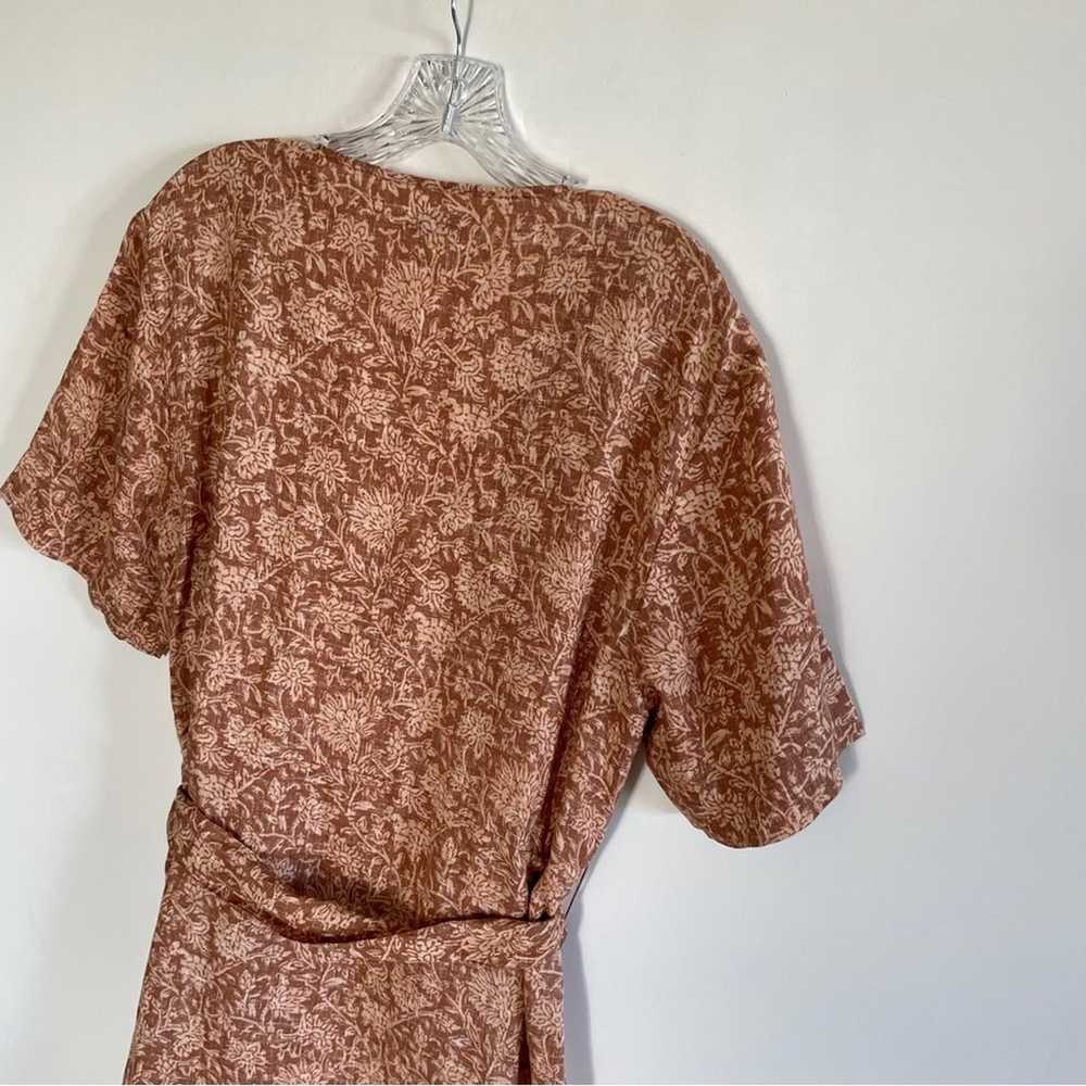 $168 Faherty Brown Linen Floral Ashley Wrap Dress - image 8