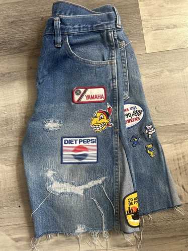 Custom × Vintage Patchwork / Flared Denim Shorts