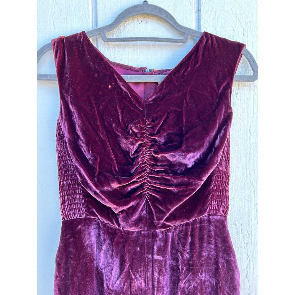 GORGEOUS Rebecca Taylor Bordeaux Ruched Velvet Sl… - image 7