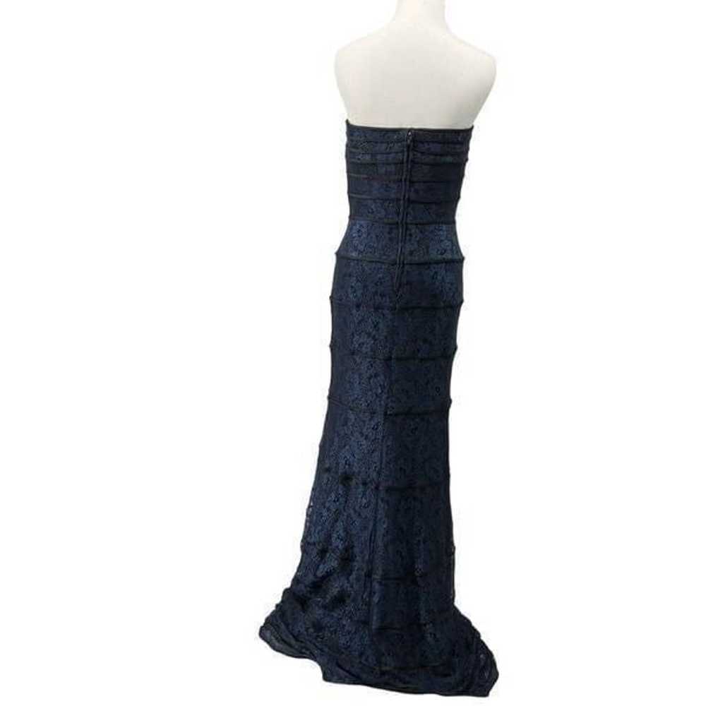 Tadashi Blue & Black Lace Ruffle Strapless Dress - image 10