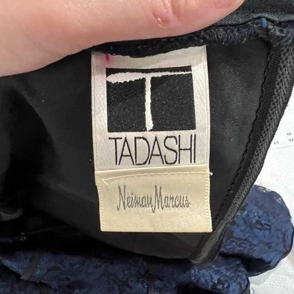 Tadashi Blue & Black Lace Ruffle Strapless Dress - image 2
