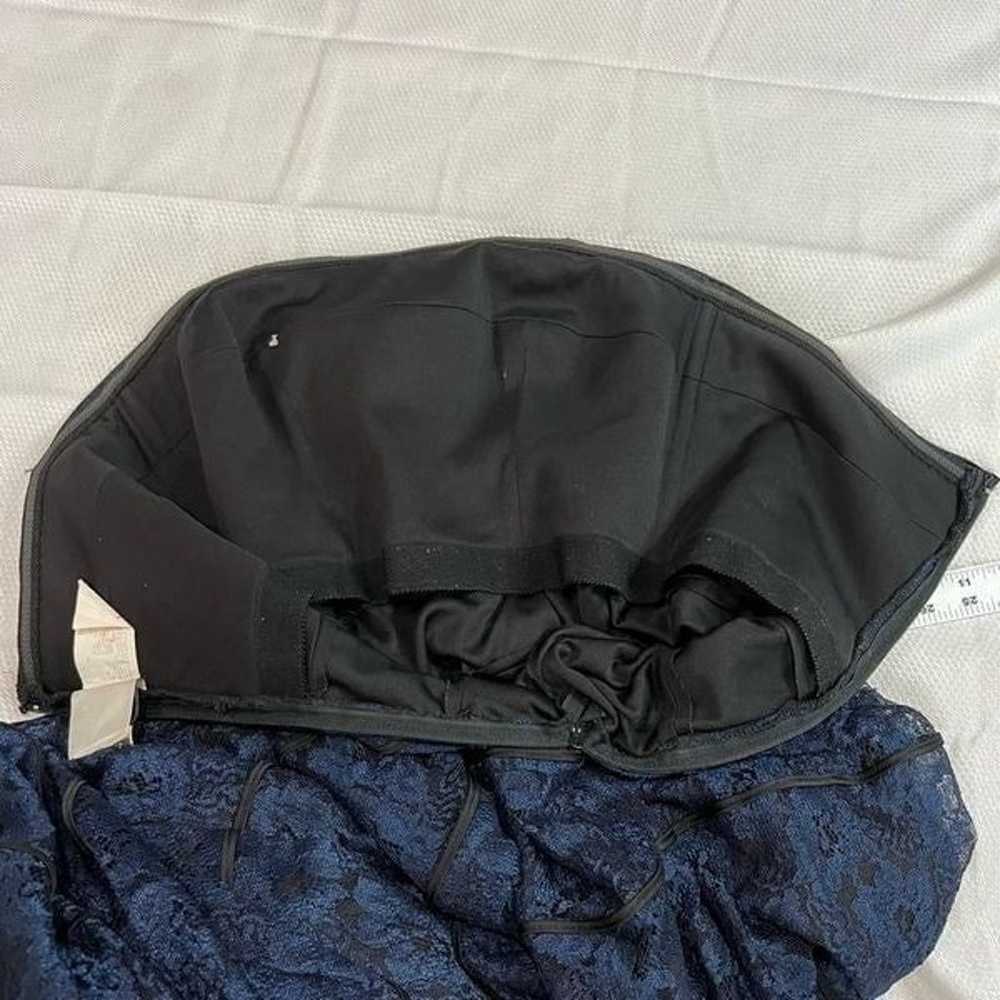 Tadashi Blue & Black Lace Ruffle Strapless Dress - image 3