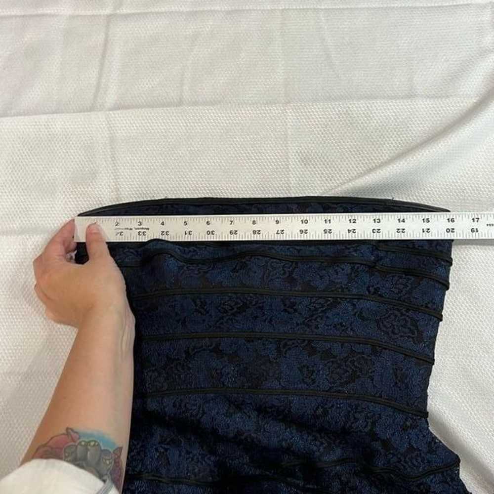 Tadashi Blue & Black Lace Ruffle Strapless Dress - image 5