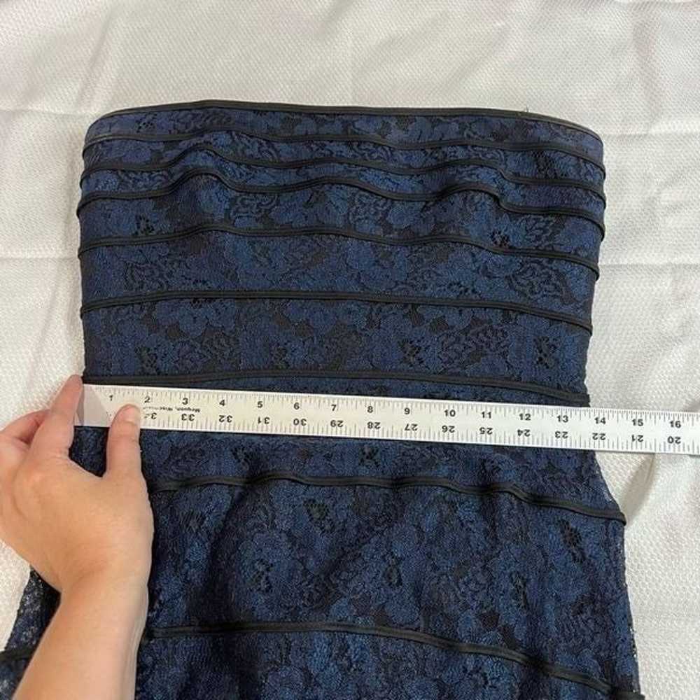 Tadashi Blue & Black Lace Ruffle Strapless Dress - image 6