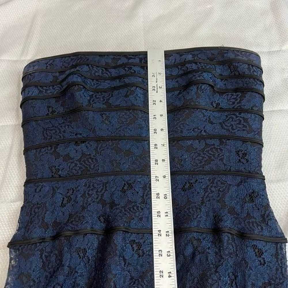 Tadashi Blue & Black Lace Ruffle Strapless Dress - image 7