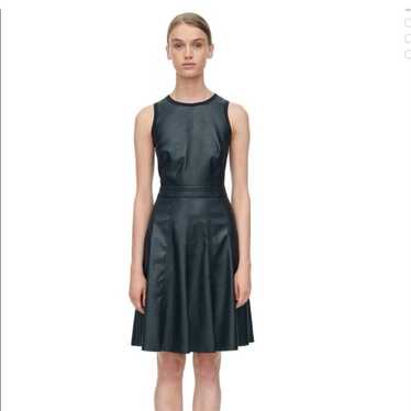 Rebecca Taylor Fit and Flare Vegan Leather Dress